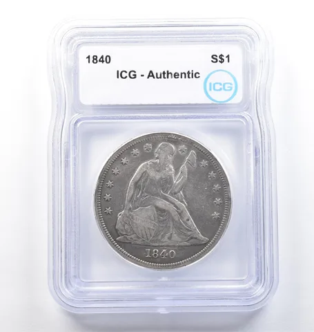 1840 Seated Liberty Silver Dollar Authentic ICG *6591