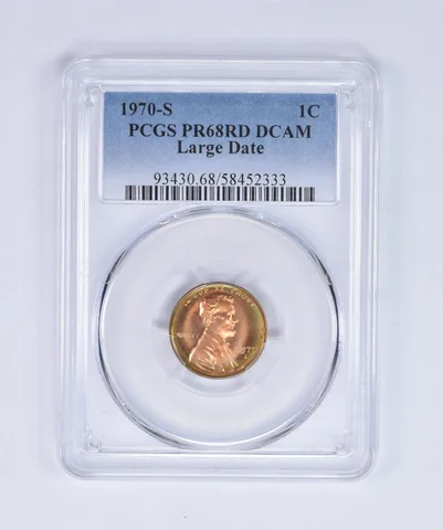 1970-S Lincoln Memorial Cent Large Date PR68 RD DCAM PCGS Beautiful Tone *8066