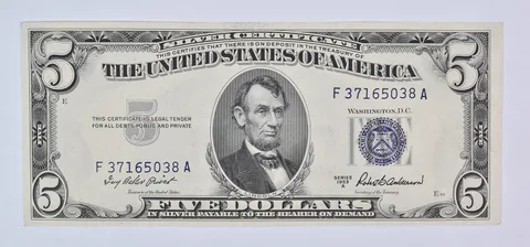 1953 A $5 Silver Certificate Blue Seal Uncirculated