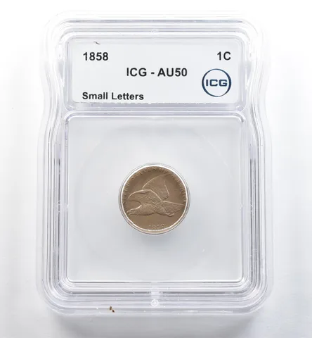 1858 Flying Eagle Cent Small Letters AU50 ICG *3706