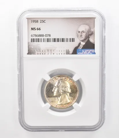 1958 Washington Quarter MS66 NGC Beautiful Tone *2350