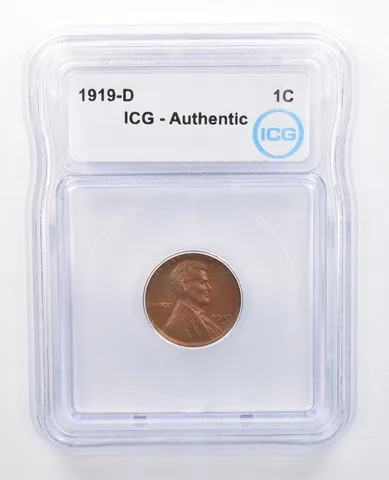 1919-D Lincoln Wheat Cent Authentic ICG Rainbow Tone *7598