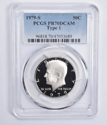 1979-S Kennedy Half Dollar Type 1 PR70 DCAM PCGS Blue Lbl
