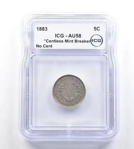 1883 Liberty V Nickel Centless Mint Breaker No Cent AU58 ICG *7274