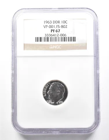 1963 Roosevelt Dime DDR VP-001 FS-802 PF67 NGC *2127