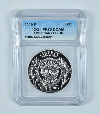 2019-P American Legion Commemorative Silver Dollar PR70 DCAM ICG