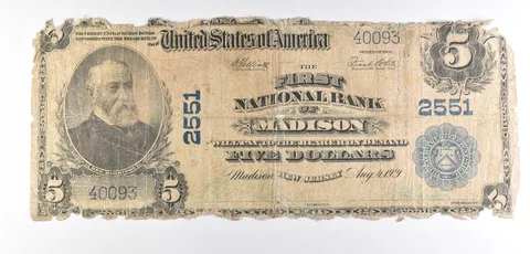 1902 $5 Madison, NJ National Currency Note Large Note 2551 *6020