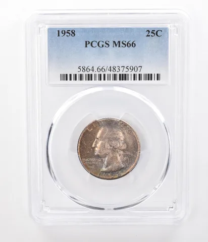 1958 Washington Quarter MS66 PCGS Beautifully Toned *7428