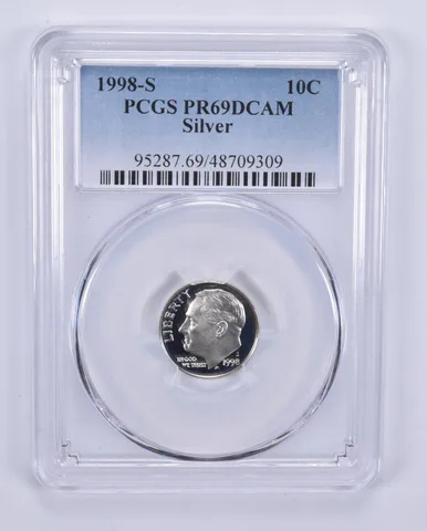 1998-S Roosevelt Dime Silver PR69 DCAM PCGS Blue Label