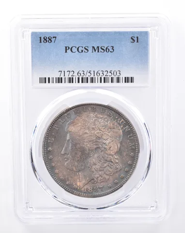 1887 Morgan Silver Dollar MS63 PCGS Beautiful Tone *9441