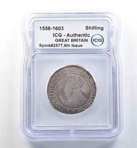 1558-1603 Great Britain Shilling Spink#2577 6th Issue Authentic ICG *2584