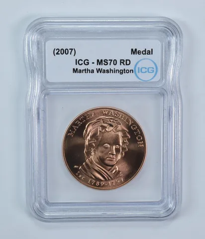 (2007) First Spouse Bronze Medal Martha Washington MS70 RD ICG