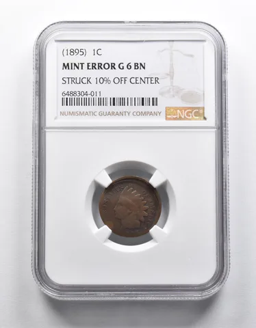 Mint Error G6 BN (1895) Indian Head Cent Struck 10% Off Center NGC *1885
