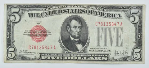 1928-A $5 Legal Tender Red Seal United States Note Avg Circ