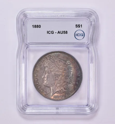 1880 Morgan Silver Dollar AU58 ICG Beautiful Tone *0445