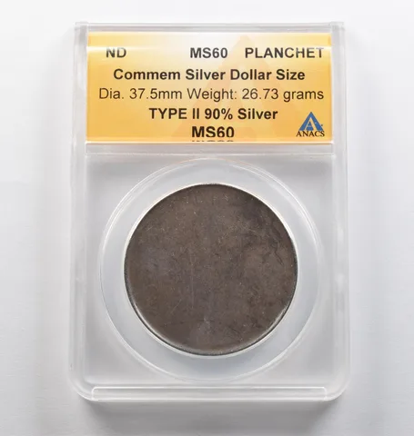 ND Commemorative Silver Dollar Type II 90% Silver Planchet MS60 ANACS *6979