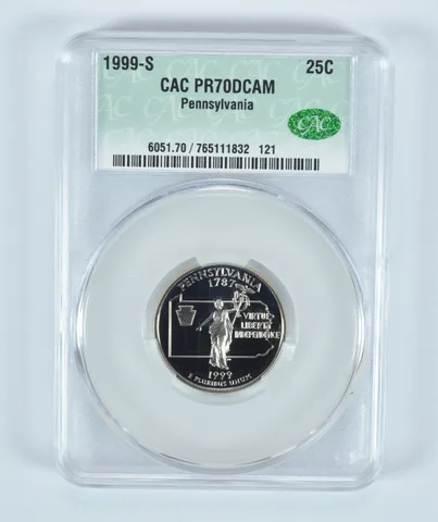 1999-S Washington State Quarter Pennsylvania PR70 DCAM CAC CACg