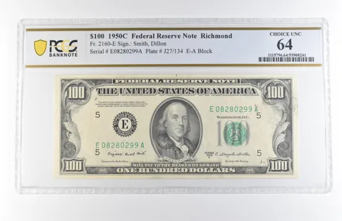 1950 C $100 Richmond VA FRN Fr#2160-E Choice Unc 64 PCGS *7866