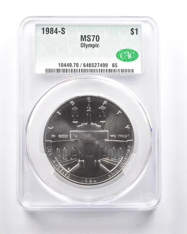 MS70 1984-S Olympic Coliseum Commemorative Dollar CAC CACG *6279