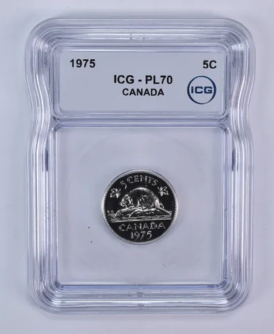1975 Canada 5 Cents Beaver PL70 ICG