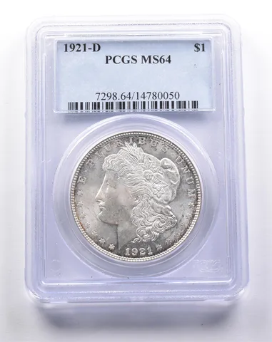 MS64 1921-D Morgan Silver Dollar PCGS a3279