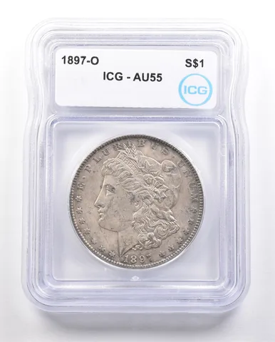 1897-O Morgan Silver Dollar AU55 ICG *3438