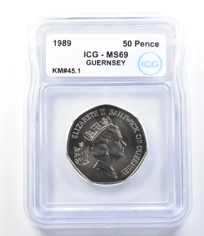 1989 Guernsey 50 Pence KM#45.1 MS69 ICG *8925