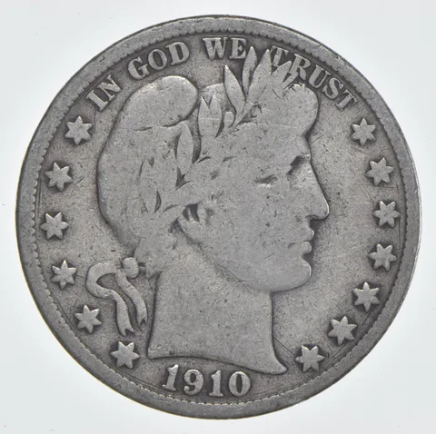 1910-S Barber Half Dollar 90% Silver VG Condition