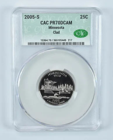 2005-S Washington State Quarter Minnesota CLAD PR70 DCAM CAC CACg