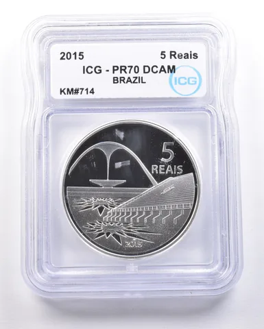 2015 Brazil 5 Reais Rio Olympics KM#714 PR70 DCAM ICG a4697