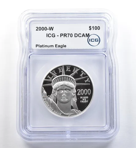 2000-W $100 American Platinum Eagle 1 Oz Platinum PR70 DCAM ICG