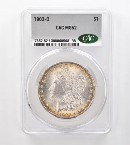 1902-O Morgan Silver Dollar MS62 CAC CACg Beautiful Tone *2523