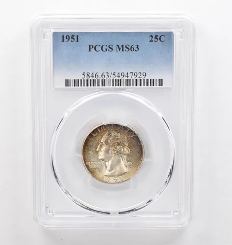 1951 Washington Quarter MS63 PCGS Beautiful Tone *0310