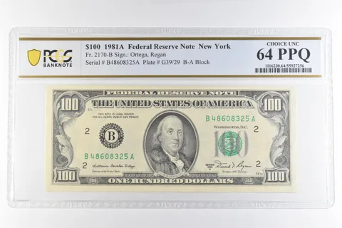 1981 A $100 New York NY FRN Fr#2170-B Choice Unc 64 PPQ PCGS *6904