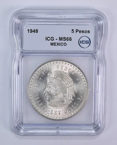 1948 Mo Mexico 5 Pesos MS66 ICG