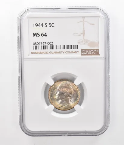 1944-S Jefferson Nickel MS64 NGC Beautiful Tone *2424