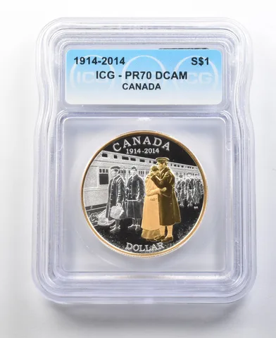 2014 Canada Silver Dollar Gilt WWI Anniversary PR70 DCAM ICG a0288