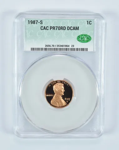 1987-S Lincoln Memorial Cent PR70 RD DCAM CAC CACg