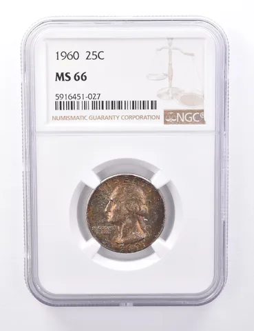 MS66 1960 Washington Quarter - Graded NGC Rainbow Toned a4392