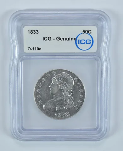1833 Capped Bust Half Dollar O-110a Genuine ICG *9023