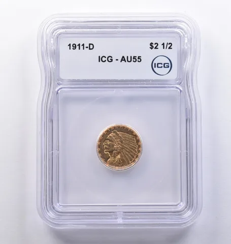 1911-D $2.50 Indian Head Gold Quarter Eagle AU55 ICG *8370