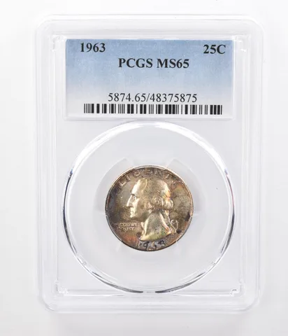 1963 Washington Quarter MS65 PCGS Beautifully Toned a7301