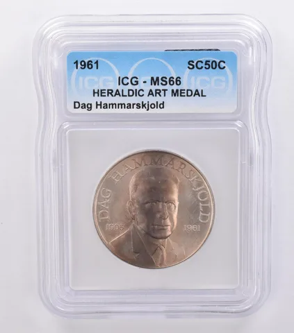 1961 So Called Half Dollar Dag Hammarskjold MS66 ICG Beautiful Tone a8690