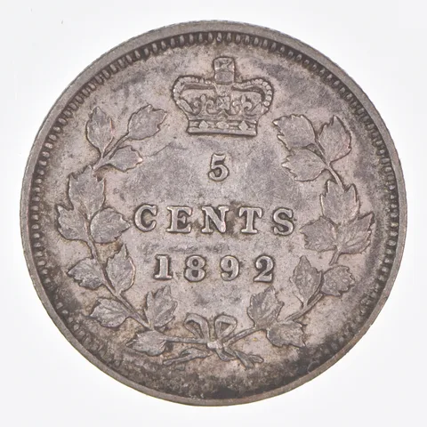 Better Date - 1892 Canada 5 Cents World Coin- Silver *288