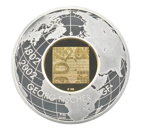 2002 George Fischer Medal 200 Yr 5g 14K Gold 31g .900 Silver *5136