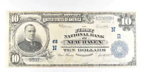 1902 $10 New Haven CT National Currency Note Large Note CH 2 *0214