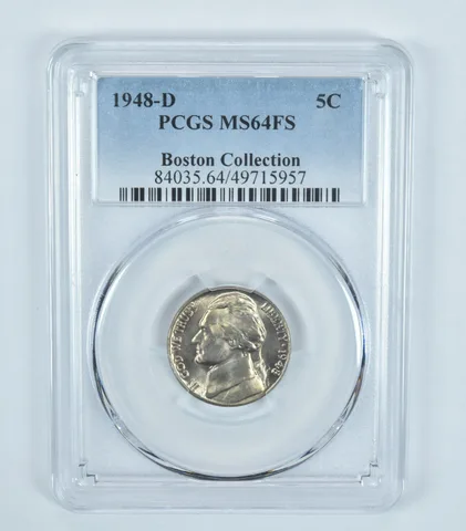 1948-D Jefferson Nickel Boston Collection MS64 FS PCGS Blue Label