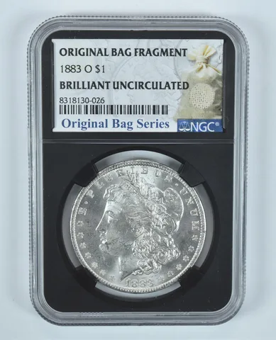 1883-O Morgan Silver Dollar Original Bag Fragment BU NGC