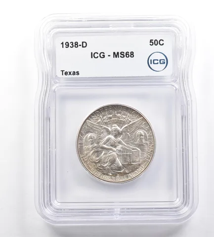 1938-D Texas Commemorative Half Dollar MS68 ICG *7256