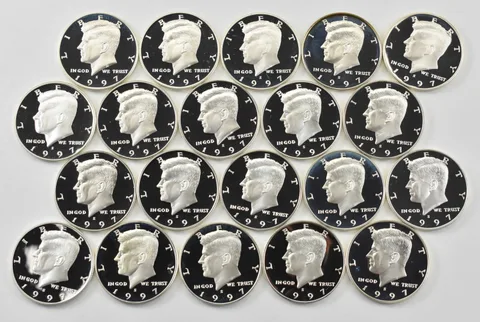 Lot (20) 1997-S Kennedy Half Dollar Proof 90% Silver $10 Face Value